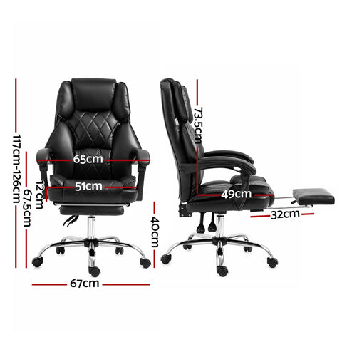 Artiss Executive Office Chair Leather Footrest Black