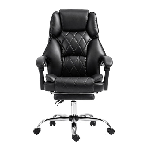 Artiss Executive Office Chair Leather Footrest Black