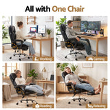 Artiss Executive Office Chair Leather Footrest Black
