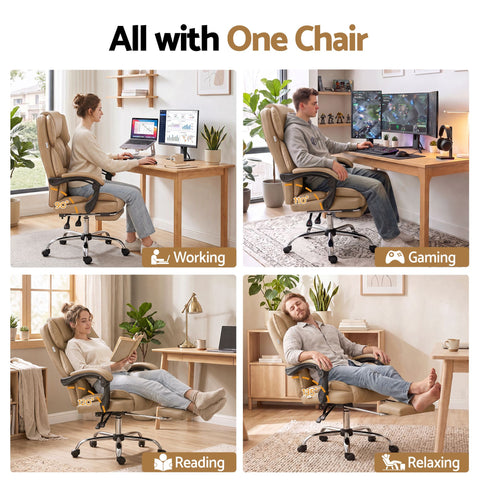 Artiss Executive Office Chair Leather Footrest Espresso