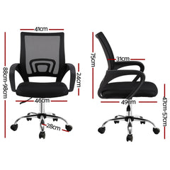 Artiss 2x Mesh Office Chair Mid Back Black