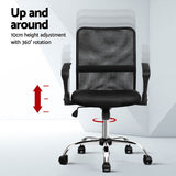 Artiss 2x Mesh Office Chair Mid Back Black