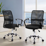 Artiss 2x Mesh Office Chair Mid Back Black
