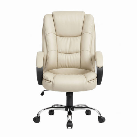 Artiss Executive Office Chair Leather Tilt Beige