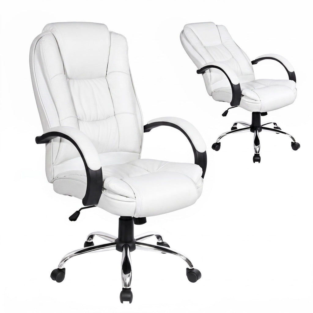 Artiss Executive Office Chair Leather Tilt White