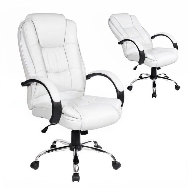 Artiss Executive Office Chair Leather Tilt White