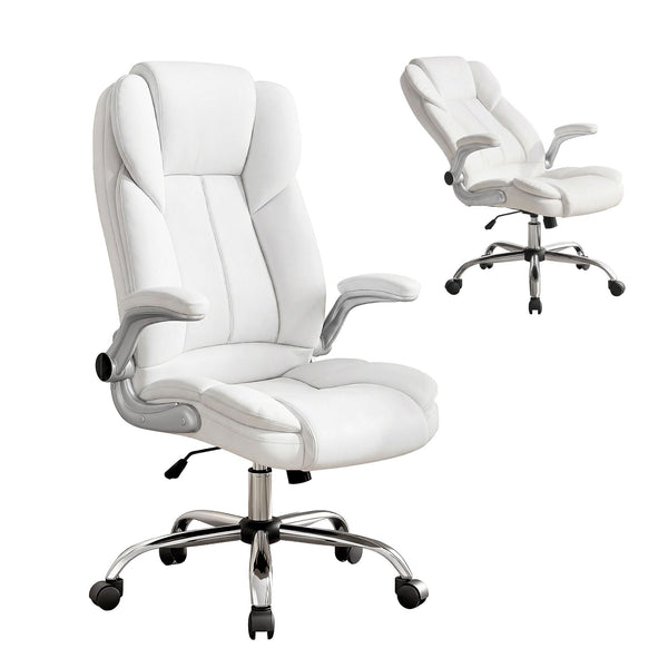 Artiss Executive Office Chair Leather Tilt White