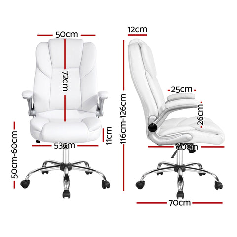 Artiss Executive Office Chair Leather Tilt White