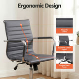 Artiss Office Chair Conference Chairs PU Leather Mid Back Grey