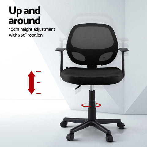 Artiss 2x Mesh Office Chair Computer Gaming Desk Chairs Work Study Mid Back Black
