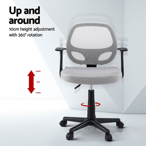 Artiss 2x Mesh Office Chair Computer Gaming Desk Chairs Work Study Mid Back Grey