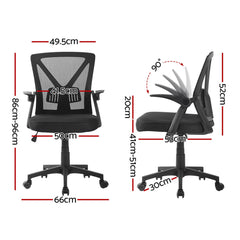 Artiss 2x Mesh Office Chair Mid Back Black