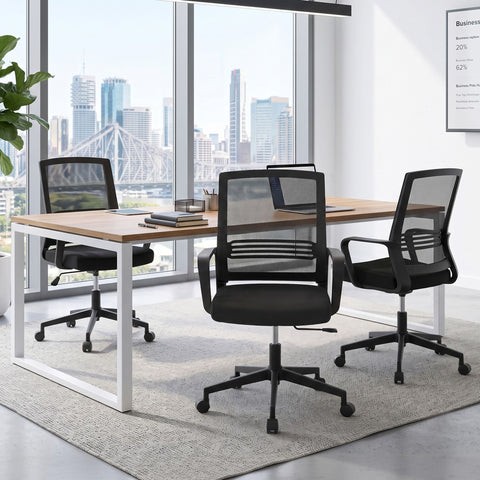 Artiss Mesh Office Chair Mid Back Black