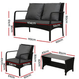 Gardeon Outdoor Sofa Set Lounge Setting Wicker Table and Chairs Garden Patio Furniture