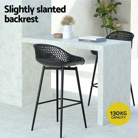 Gardeon 2x Outdoor Bar Stools Plastic Black