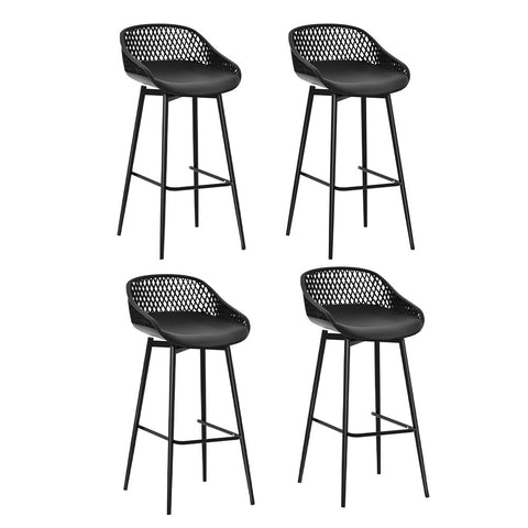 Gardeon 4x Outdoor Bar Stools Plastic Black