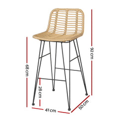 Gardeon 2x Outdoor Bar Stools Rattan Nature