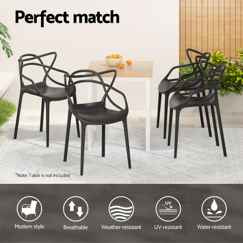 Gardeon 4PC Outdoor Dining Chairs PP Portable Stackable Chair Patio Furniture