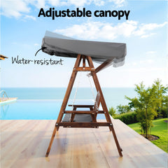 Gardeon Wooden Swing Chair Garden Bench Canopy 3 Seater Outdoor Furniture