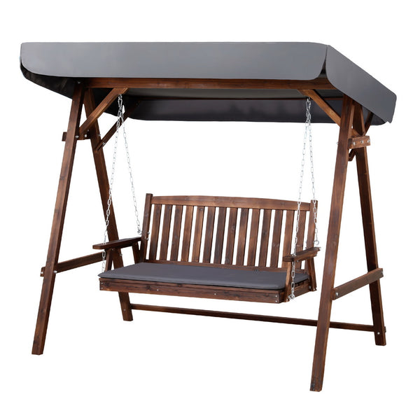 Gardeon Wooden Swing Chair Garden Bench Canopy 3 Seater Outdoor Furniture