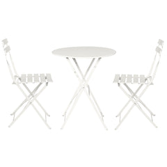 Gardeon 3PC Outdoor Bistro Set Steel Table and Chairs Patio Furniture White