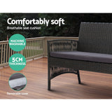 Gardeon 4PCS Outdoor Sofa Set Wicker Harp Chair Table Garden Furniture Grey