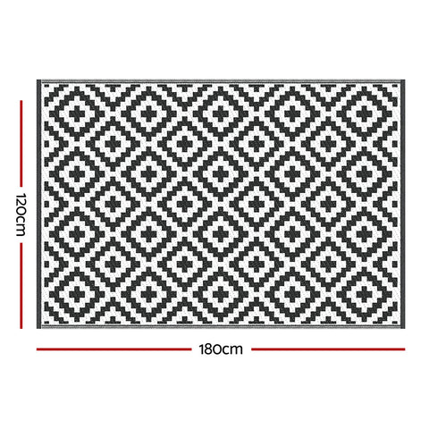 Gardeon Outdoor Rugs 120x180cm Large Carpet Reversible Area Mat PP Dual-Sided Patio Rug Cross