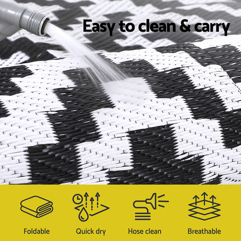 Gardeon Outdoor Rugs 120x180cm Large Carpet Reversible Area Mat PP Dual-Sided Patio Rug Cross