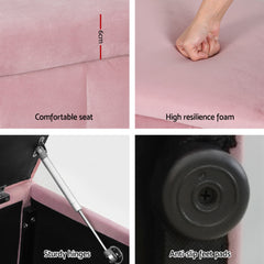 Artiss Storage Ottoman Blanket Box 103cm Velvet Pink