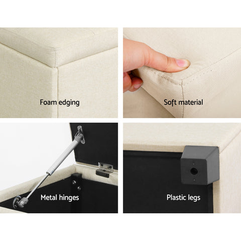 Artiss Storage Ottoman Blanket Box 97cm Linen Beige