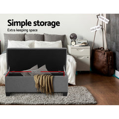 Artiss Storage Ottoman Blanket Box 97cm Linen Grey