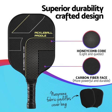 Everfit 2PCS Pickleball Paddles Set Outdoor Pickle Balls Rackets with Cover Bag Training