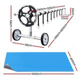 Aquabuddy Pool Cover 500 Micron 10x4m Swimming Pool Solar Blanket Blue Silver 5.5m Roller
