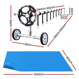 Aquabuddy Pool Cover 500 Micron 10x4m Blue Swimming Pool Solar Blanket 5.5m Roller