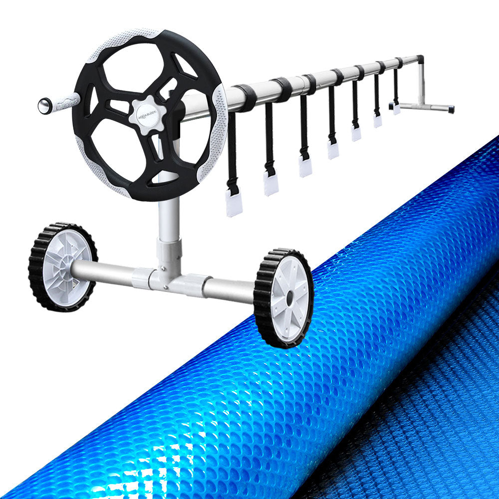Aquabuddy Pool Cover 500 Micron 10x4m Swimming Pool Solar Blanket 5.5m Roller Blue