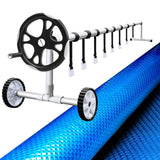 Aquabuddy Pool Cover 500 Micron 11x4.8m Blue Swimming Pool Solar Blanket 5.5m Roller