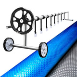 Aquabuddy Pool Cover 6.5x3m 400 Micron Silver Swimming Pool Solar Blanket 5.5m Roller