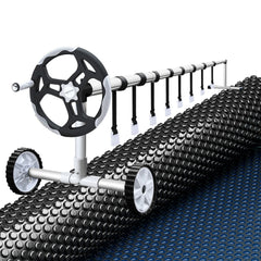 Aqua Buddy Pool Cover 600 Micron 6.5x3m w/ Roller 5.55m Swimming Pools Black Solar Blanket