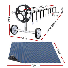 Aqua Buddy Pool Cover 600 Micron 6.5x3m w/ Roller 5.55m Swimming Pools Black Solar Blanket