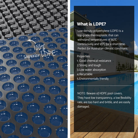Aqua Buddy Pool Cover 600 Micron 6.5x3m w/ Roller 5.55m Swimming Pools Black Solar Blanket