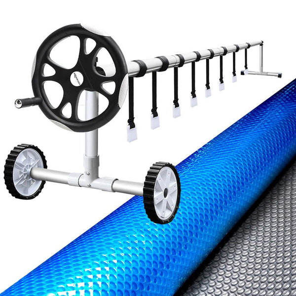 Aquabuddy Pool Cover 500 Micron 6.5x3m Silver Swimming Pool Solar Blanket 5.5m Roller