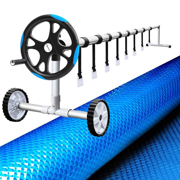 Aquabuddy Pool Cover 500 Micron 8x4.2m Swimming Pool Solar Blanket 5.5m Roller Blue
