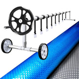 Aquabuddy Pool Cover 500 Micron 8x4.2m Swimming Pool Silver Solar Blanket 5.5m Roller