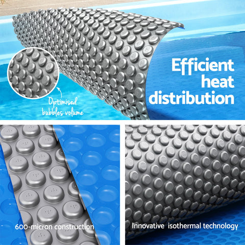 Aqua Buddy Pool Cover 600 Micron Bubble Heat Solar Blanket Blue Silver 8x4.2m