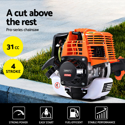 Giantz Pole 4 Stroke Chainsaw Petrol Tree Pruner Long Reach Saw 12 Inch Bar