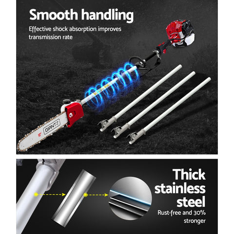 Giantz Pole Chainsaw 2 Stroke Petrol Hedge Trimmer Tree Pruner 7 In 1
