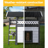 i.Pet Outdoor Cat House Shelter 77cm x 50cm x 73cm Rabbit Hutch Wooden Condo Small Outdoor Cat House