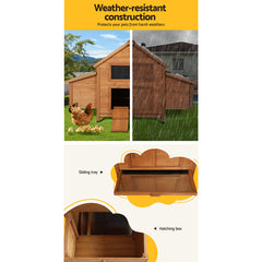 i.Pet Chicken Coop Rabbit Hutch 150cm x 68cm x 96cm Large Chicken Coop House Run Cage Wooden