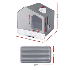 i.Pet Cat Litter Box Large Tray Kitty Toilet Enclosed Cat Litter Box Hooded Scoop Mat Grey