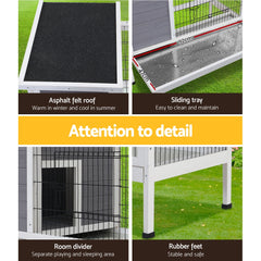 i.Pet Rabbit Hutch Chicken Coop 97cm x 49cm x 86cm Chicken Coop Large Run Wooden Outdoor Cage House